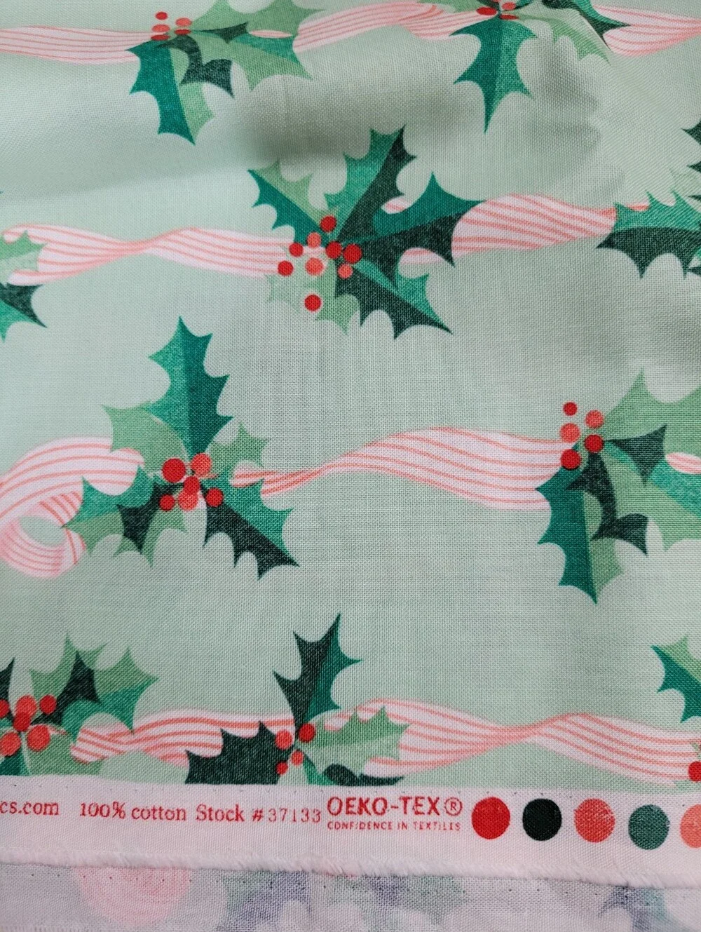 Tiny Christmas Lizzy House Moda Fabrics Cotton Holy Ribbon Sewing Fabric (1012)